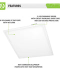 Edge Lit 2x2 LED Panel Light Dimmable 22W 2956LM 4000K Bright White For Office Drop Ceiling Troffer Lighting Ultra Slim Aluminum Frame