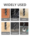 10-piece carbide drill bit set with 3-flat shank for tile, glass, brick, concrete, ceramic tile, plastic, wood