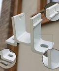 Rugged Aluminum Awning Bracket With Slotted Mounting Plate And Upright Side Flat Base shown with installation details