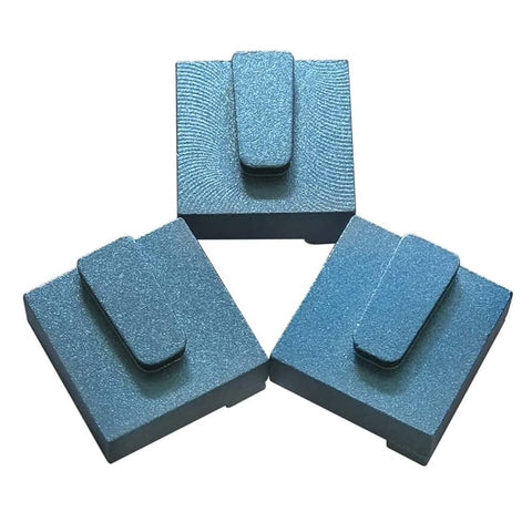 PCD Diamond Concrete Grinding Discs Set of 3 with Clockwise Segments for Epoxy Paint Glue and Coatings Wet or Dry Use Fits PG 280 400 450 530 Walk Behind Grinders Redi Lock Style, showing three blue discs with raised segments