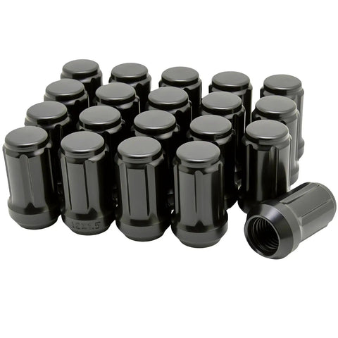 Top Tier 20 Pc M12 X 1.5 Spline Lug Nuts For Heavy Duty Rims With One Socket Key Kit Cold Forged Steel Upgrade Secure Grip And Durable Fitment, black lug nuts set