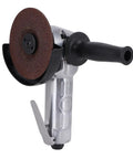 Heavy Duty 4 Inch Pneumatic Angle Grinder And Polisher Sander With 11000 Rpm Air Powered Motor showing aluminum body and sanding disc.