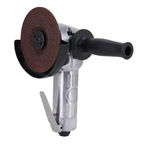 Heavy Duty 4 Inch Pneumatic Angle Grinder And Polisher Sander With 11000 Rpm Air Powered Motor showing aluminum body and sanding disc.