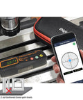Hardcore Pro Dual Axis Digital Precision Level With Bluetooth Data Sync Nist Certified Accuracy And Knockout Steel Build For Serious Crews And Weekend Warriors displayed on a workbench showing digital readout.
