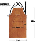 Beefy Heavy Duty Welding Apron With Gloves For Men, Heat And Flame Resistant Leather Shop Gear, Extra Long 24 By 36 Inches, knee protection