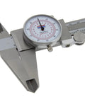 Durable 12 Inch 300 Mm Dial Caliper Stainless Steel Dual Reading Scale With Inch And Metric Hands resting on a white surface