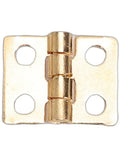 Close-up of a Vintage Brass Mini Hinge Set 200 Pcs 8x10mm Four Hole Hinge for Dollhouse and Jewelry Box