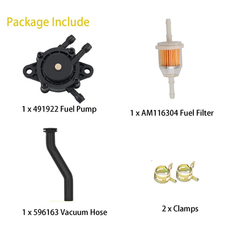 Fuel Pump For Briggs Stratton Honda Kohler Yamaha Small Engine Lawn Mower Tractor With Vacuum Hose And Fuel Filter Includes AM116304