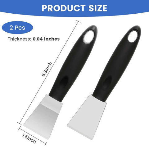 Beefy Dual Edge 3D Printer Scraper Kit with curved and straight blades, 6.3 by 1.5 inch metal scraper, black handle, hang hole