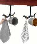12 Piece Zinc Alloy Double Coat Hooks Set With Screws For Ceiling Or Under Shelf Mounting Heavy Duty Rust Resistant Hooks