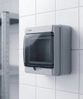 Heavy Duty 6 Way Circuit Breaker Box With DIN Rail IP65 Weatherproof Electrical Enclosure Surface Mount on wall.