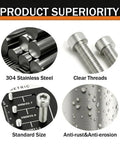 Top Shelf M5 X 25mm 50 Pack Socket Head Cap Screws 304 Stainless Steel Bolts hex drive showcasing anti-rust and clear threads.