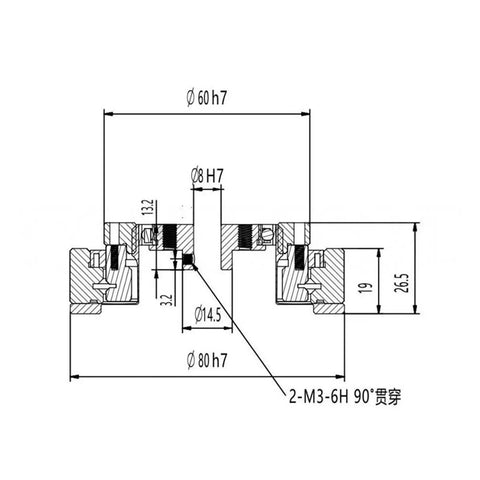 Wxf17 Harmonic Drive For Industrial Robots With Servo Motor 200-600W detailed technical drawing with measurements and dimensions.