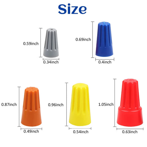 180-piece set of colorful insulated twist wire connectors with springs, assorted sizes for quick electrical connections.