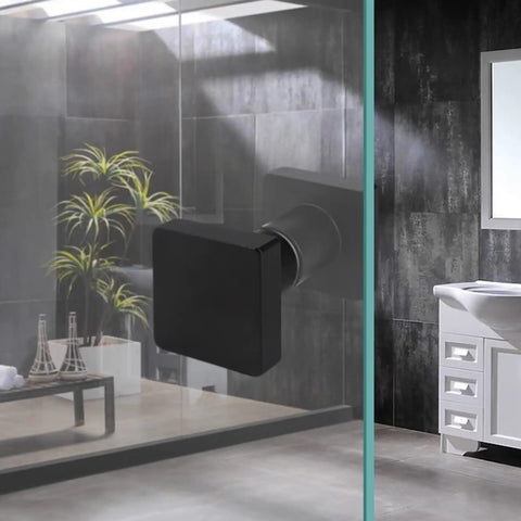 Back To Back Matte Black Aluminum Shower Door Handle Set With Round Knob Double Sided Bathroom Grab Bar Push Pull Handles Durable Aluminum Alloy Construction No Fuss Install Modern Space Saver For Bathrooms on glass shower door