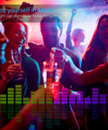 People enjoying a party with colorful music-synced lighting; 65.6 Ft RGB LED Strip Lights With 24V Smart Control App And IR Remote