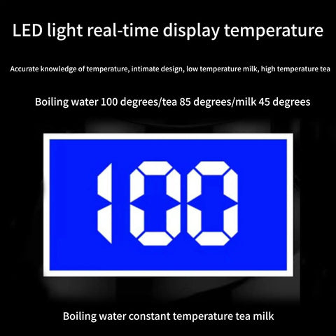 LED temperature display showing 100 degrees for boiling water in Grind Hard Play Hard 12 And 24V Car Kettle Boiler.