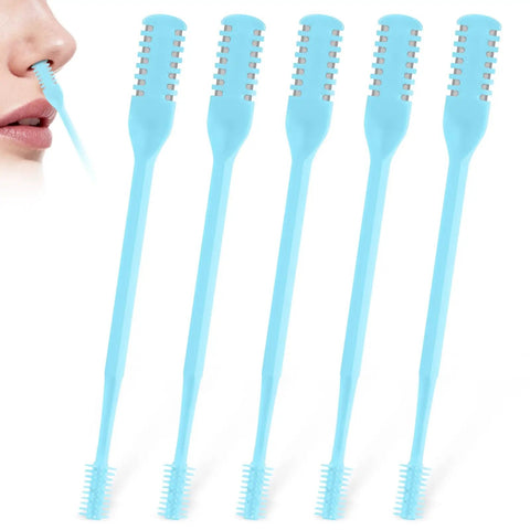 Five Pack 2 In 1 Nasal Hair Cutter Double Sided Nose Hair Trimmer with person using blue trimmer