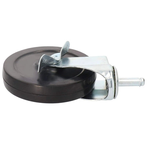 Side view of Spring Loaded Gate Wheel Caster For Farm Gates Heavy Duty 5 Inch Aluminum Wheel With Damping No More Gate Drag Shock Absorption