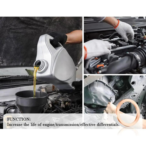 Heavy Duty Copper Oil Drain Plug Crush Washer Set for Cars, Trucks and SUVs used during oil change process.