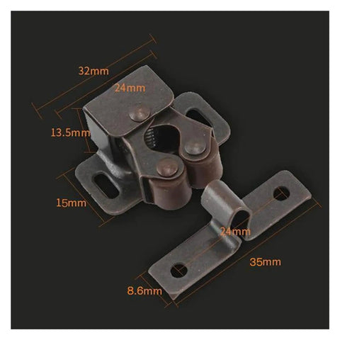 20pcs Cabinet Latches With Built-In Spring For Automatic Door Locking, 32mm x 24mm size, brown metal latch for kitchen cupboards.