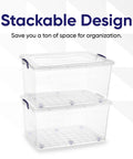 Premium Clear Wheeled Storage Bins With Lids Heavy Duty Stackable Plastic Containers Bpa Free, showcasing a stackable design.