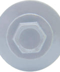Top view of Workhorse Brite White Metal Roofing Screws with hex washer head, size 2 inch, for tough siding jobs.