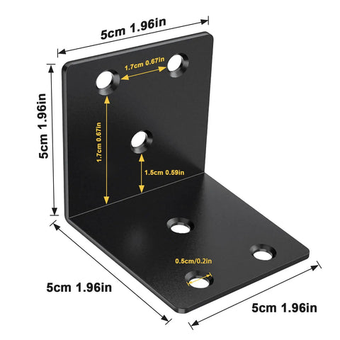Heavy Duty 2 Inch L Brackets Corner Braces Set Of 20 For Wood Furniture And Cabinet Making Black Metal 90 Degree Right Angle Supports