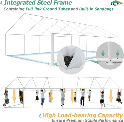Heavy Duty 20x40 Outdoor Party Tent With 12 Sidewalls And 16 Church Windows White Event Shelter frame structure