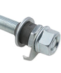 High Grade Carbon Steel Front Hub Axle For Road And City Bikes Featuring 140 Mm Length With Three Eighths Inch Diameter Painted Silver Finish detail.