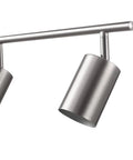 Close-up of a pivoting head on a Pratt 4 Light Track Lighting Fixture in Brushed Nickel With Pivoting Heads, Minimalist Modern Spotlight Kit
