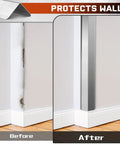 Heavy Duty Stainless Steel Wall Corner Guards Ten Pack showing before and after installation on a wall corner.