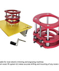 Solid As Rock Aluminum Router Table Insert Plate With Precision Spacers For Woodworking Benches Diy Garages And Milling Setup, gold and red metal design.