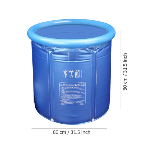 Portable Foldable Ice Bath And Hot Tub For Athletes Pro Grade Unisex Inflatable Three Layer PVC Spa Freestanding Bathtub 31.5 Inch Blue