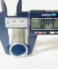 Ground Rod Driver measured with digital caliper, showing 0.98 inches, solid steel, SDS Plus Drill Bit Adapter for heavy duty use