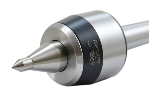Close-up of 3MT Long Nose High Speed CNC Live Center Medium Duty Morse Taper 3 With 4000 RPM Max 60 Degree Point 1.02 Inch Point Diameter