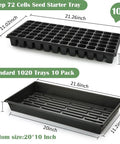 Heavy Duty Reusable Plastic Seed Starter Kit With 10 Sets Of 1020 Trays No Holes And 10 Packs Of 72 Cell Seed Starter Trays