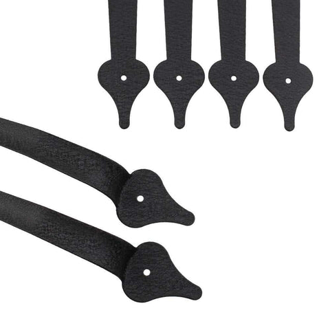 Decorative Rustic Metal Garage Door Hardware Kit with screw in carriage house hinges and handles in black matte steel.