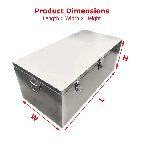 Heavy Duty Stainless Steel Tool Boxes With Rigid Handle And Silent Hydraulic Lids Workhorse Industrial Grade Storage For Warehouse And Construction Sites As Well As Vehicles And Home Use 150 By 50 By 50 Cm, dimension view