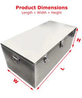 Product dimensions of Heavy Duty Stainless Steel Toolbox With Rock Solid Carry Handle Large Capacity Industrial Storage Chest.