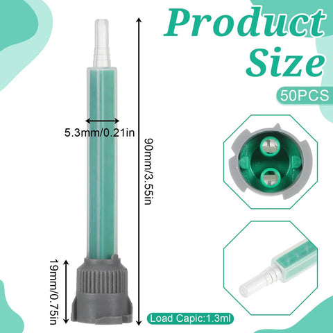 50 Pack Epoxy Mixing Nozzle Tips 3.5 Inch Static Spiral Nozzles With 16-Element Mixers For Smooth Resin Application, Durable, Mess Free, No Cleanup Needed, Ideal For Home DIY Projects, 90mm