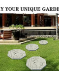 Large Round Concrete Mold For Walkways And Patios 18.89 Inch Diameter Reusable Brick Paver Tile Mold With Lotus Pattern Easy Demold Durable Cement Molding For Garden Paths Yard Walkways And DIY Outdoor Pavement installed on grass