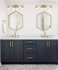 Industrial 4 Light Vanity Fixture With Clear Glass Bath Wall Sconces In Dope Gold Finish, Mid Century Inspired Vibe For Modern Bathrooms