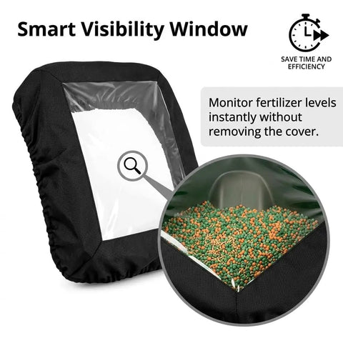 Rugged Heavy Duty Outdoor Fertilizer Spreader Cover With Clear Viewing Window Waterproof 420D Polyester All Weather Hopper Shield