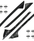 Black A-pillar window trim molding kit for 2011–2019 Ford Explorer; inner and outer trims for driver and passenger sides with mounting clips