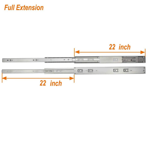 Soft Close Drawer Slides 22 Inch 10 pairs full extension ball bearing side mount with 22-inch measurement arrows