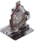 Jauarta Mini Belt Sander Grinder Aluminum Alloy Polishing Machine 9000RPM with belt and motor, compact size for metal and wood.
