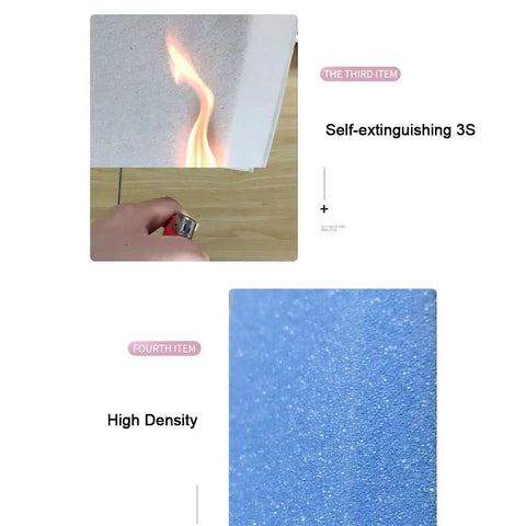 High Density Acoustic Foam Panels 10 Pack Premium Soundproof Wall Tiles With Self Adhesive Backing Flame Retardant Grey Finish with flame test and density texture