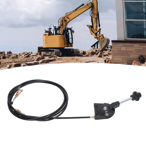 3.5 Meter Quick Release Manual Throttle Cable With Pivot Joint For Excavators And Heavy Equipment, black cable and control knob