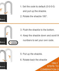 Instructions for setting Heavy Duty 4 Digit Combo Padlock With 2.5 Inch Shackle Outdoor Waterproof Locker Lock For School Gym Storage Unit Fence Gate And Toolbox Black Long Shackle Design